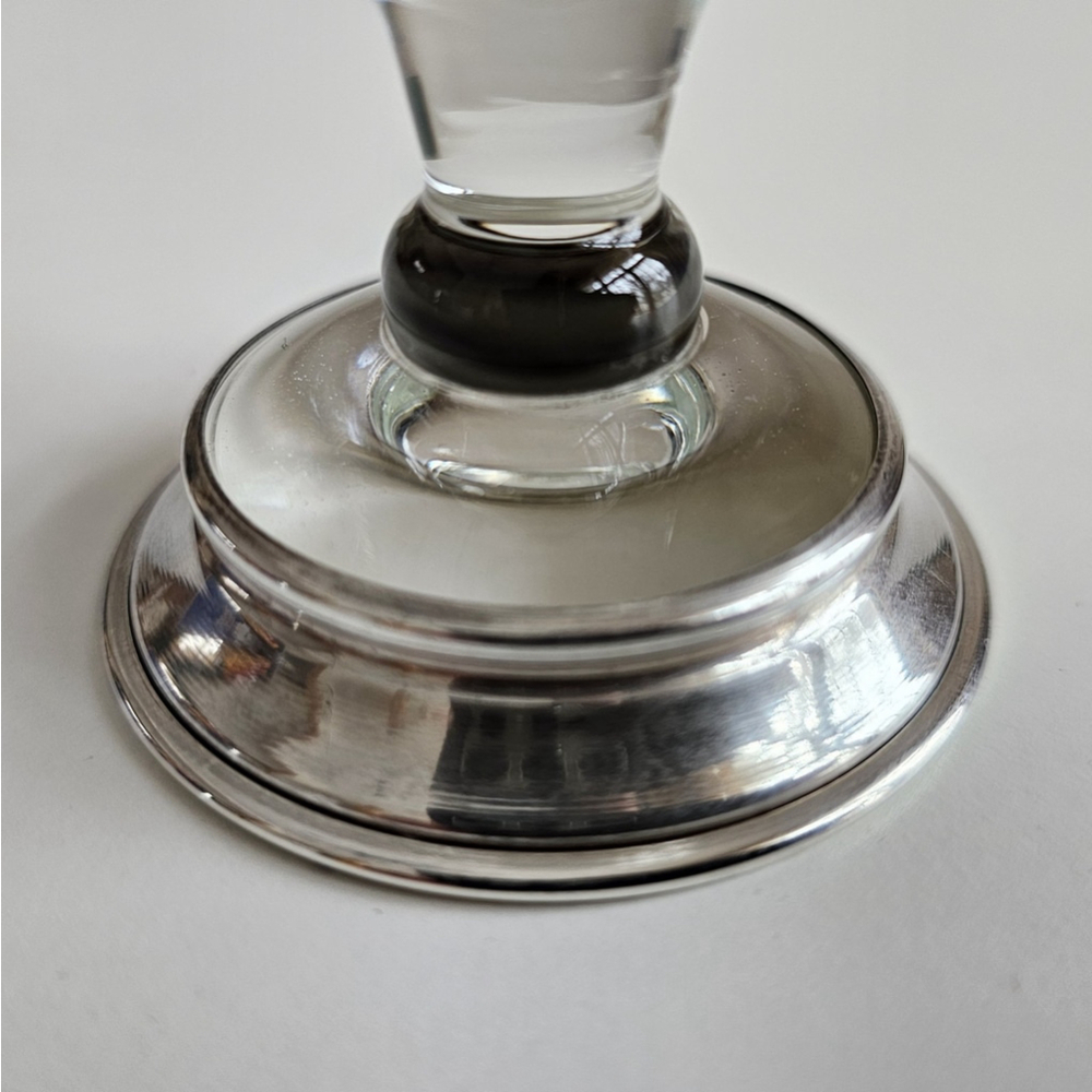 Vintage Watrous Sterling Silver Base Bud Vase Etched Glass Floral Vase 6.5" - Picture 3 of 11